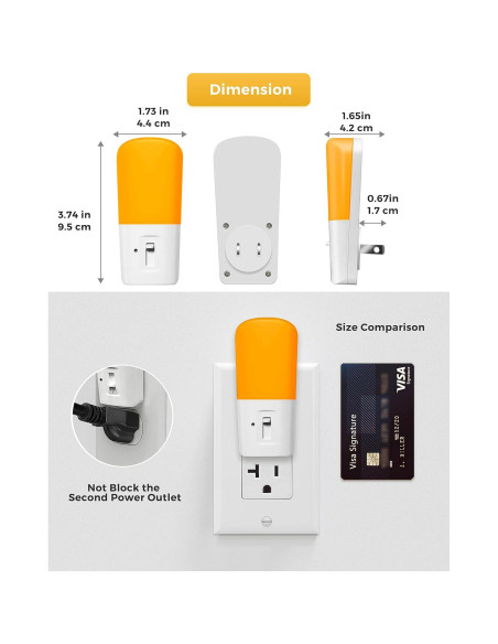 Luz Nocturna Ámbar Regulable LOHAS 2 Pack con Sensor