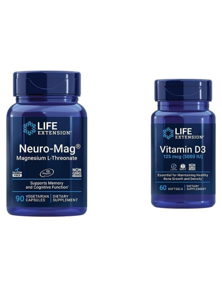 Suplemento de Magnesio L-treonato y Vitamina D3 Life Extension Suplemento de Magnesio L-treonato y Vitamina D3 Life Extension