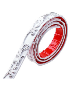 Moldura de Pared Autoadhesiva Duzzy 5 Metros PVC Blanco y Plata