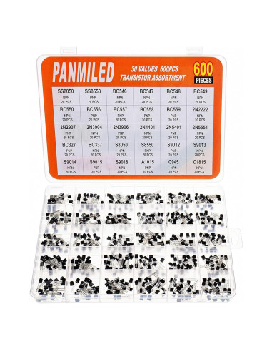 Kit de Transistores Semiconductores PANMILED 600 Piezas NPN PNP