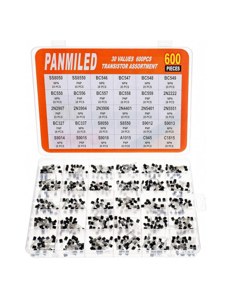 Kit de Transistores Semiconductores PANMILED 600 Piezas NPN PNP