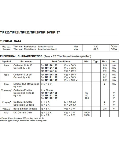 20 Transistores PNP TIP127 Darlington 5A 100V TO-220