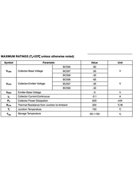 100 Transistores NPN BC547 + PNP BC557 Bajo Consumo 100mA