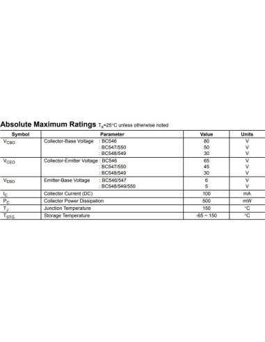 100 Transistores NPN BC547 + PNP BC557 Bajo Consumo 100mA