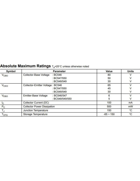 100 Transistores NPN BC547 + PNP BC557 Bajo Consumo 100mA