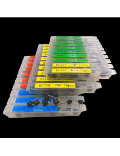 Kit de 300 Transistores TO92 NPN PNP 30 Modelos 1A Manufacturing 2