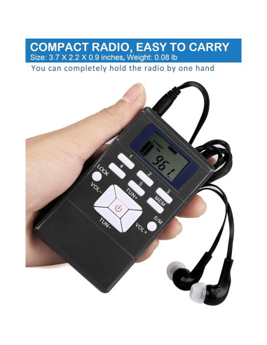 Radio FM Portátil ZHIWHIS con Sintonizador Digital y Auriculares