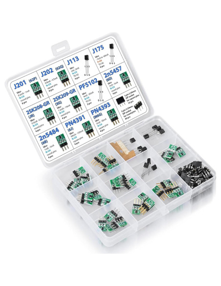 Kit de Transistores JFET 45 pcs con Zócalos 3pdt