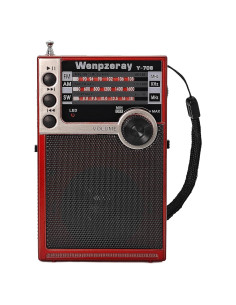 Radio Portátil AM FM SW Y-706 Wenpzeray Compacta USB Rojo