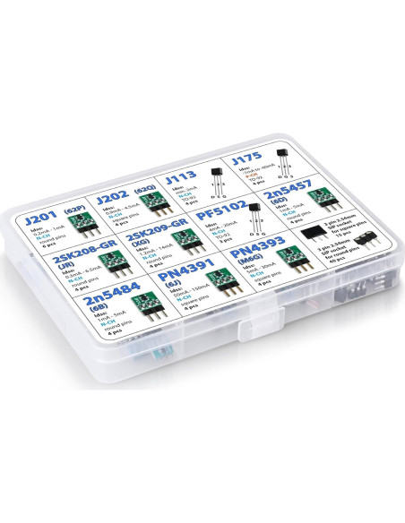 Kit de Transistores JFET 45 pcs con Zócalos 3pdt