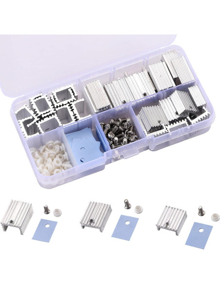 30 Piezas Disipadores de Aluminio TO-220 Jienk con Aislantes