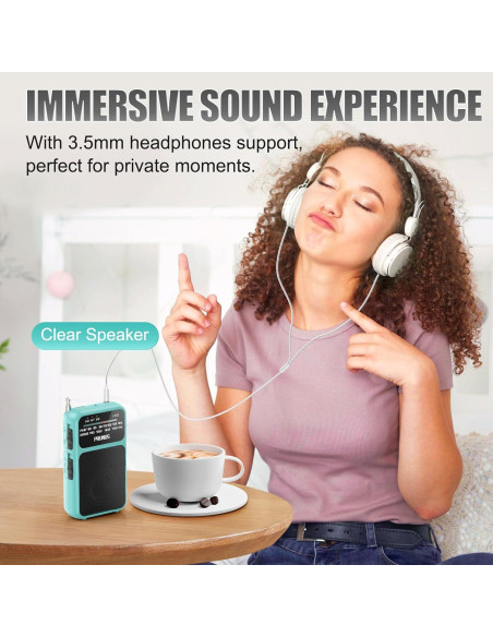 Radio de Bolsillo PRUNUS J-555 AM FM Carga USB-C y Batería