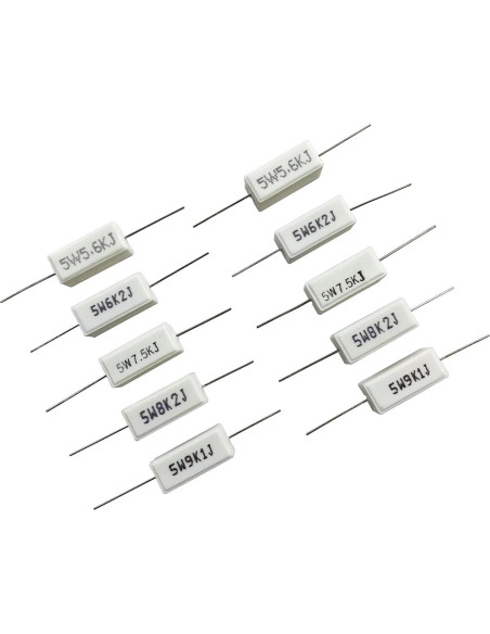 Kit de Resistores de Cemento Cerámico MOKMMKIT 5W 60 Piezas