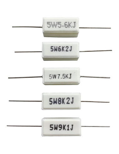 Kit de Resistores de Cemento Cerámico MOKMMKIT 5W 60 Piezas