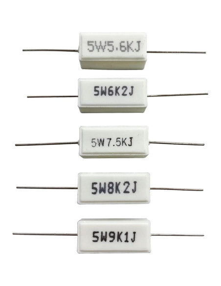 Kit de Resistores de Cemento Cerámico MOKMMKIT 5W 60 Piezas