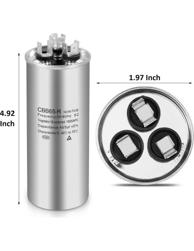 Capacitor Doble Boffdock 45+5 uF 370/440V para Aire Acondicionado