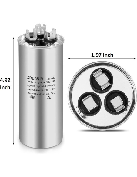 Capacitor Doble Boffdock 45+5 uF 370/440V para Aire Acondicionado