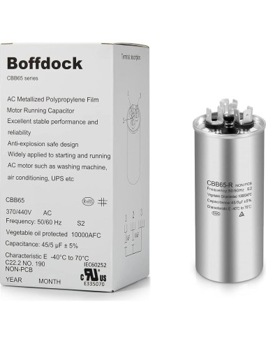 Capacitor Doble Boffdock 45+5 uF 370/440V para Aire Acondicionado