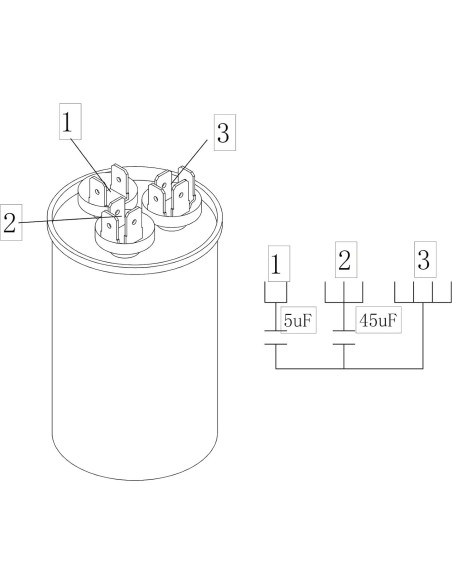 Capacitor Doble Boffdock 45+5 uF 370/440V para Aire Acondicionado