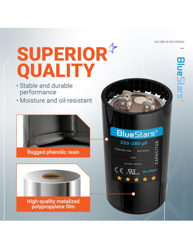 Capacitor de Arranque Redondo 233-280 uF 220-250V BlueStars