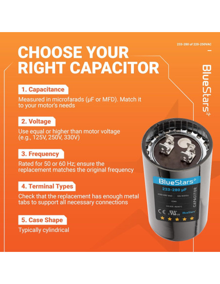 Capacitor de Arranque Redondo 233-280 uF 220-250V BlueStars