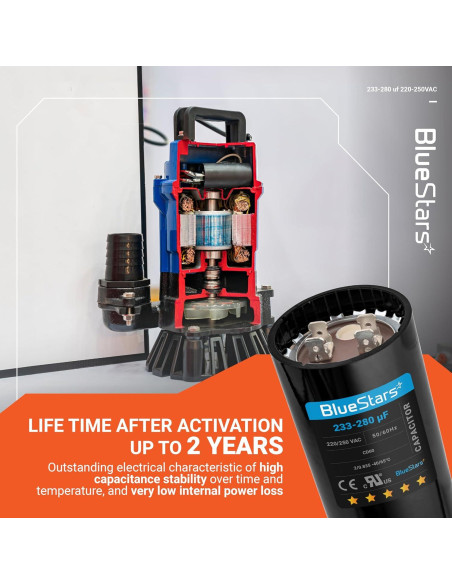 Capacitor de Arranque Redondo 233-280 uF 220-250V BlueStars