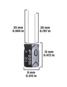 Capacitor Electrolítico ALLECIN 1000uF 10V 8x12mm - Paquete de 15 2