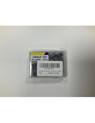 Capacitor Electrolítico ALLECIN 1000uF 10V 8x12mm - Paquete de 15