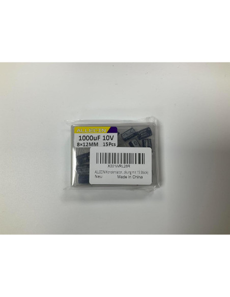Capacitor Electrolítico ALLECIN 1000uF 10V 8x12mm - Paquete de 15