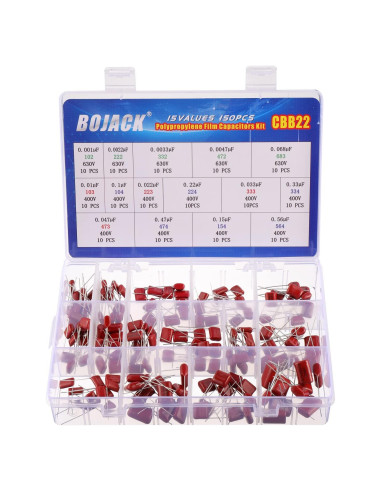 Kit de Capacitores de Película BOJACK 150 Pcs 400V/630V