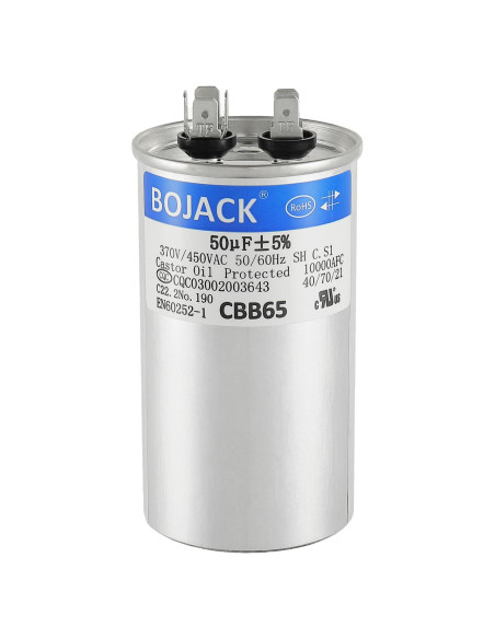 Capacitor Redondo de Arranque BOJACK 50 uF 370/450V CBB65 Capacitor Redondo de Arranque BOJACK 50 uF 370/450V CBB65