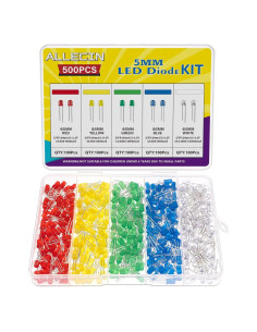 Kit de Diodos LED 5MM ALLECIN 500pcs 5 Colores Bajo Voltaje