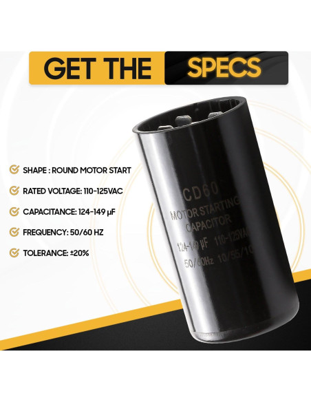 Capacitor de Arranque Seentech 124-149 uf 110-125V Redondo