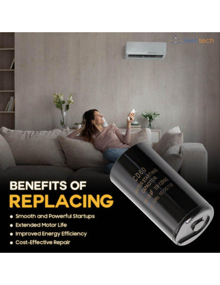 Capacitor de Arranque Seentech 124-149 uf 110-125V Redondo