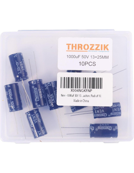 Capacitores Electrolíticos THROZZIK 1000uF 50V 10pcs 13x25mm