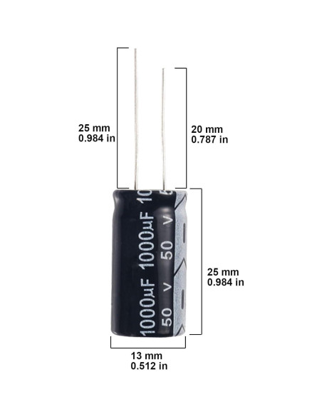 Capacitores Electrolíticos THROZZIK 1000uF 50V 10pcs 13x25mm