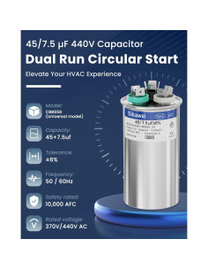 Capacitor CBB65B 45/7.5uF 370/440V Sikawai para Aire Acondicionado 2