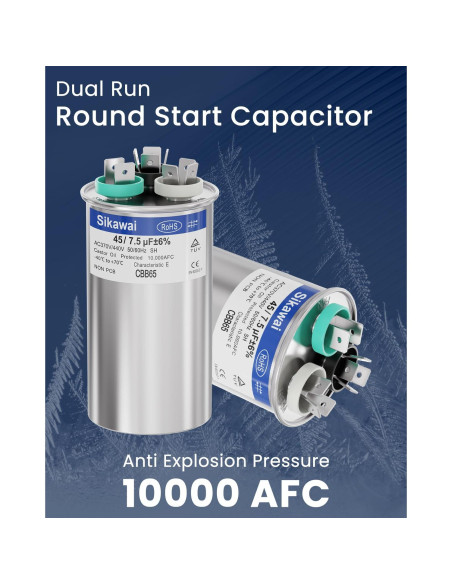 Capacitor CBB65B 45/7.5uF 370/440V Sikawai para Aire Acondicionado