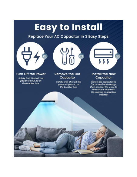 Capacitor CBB65B 45/7.5uF 370/440V Sikawai para Aire Acondicionado