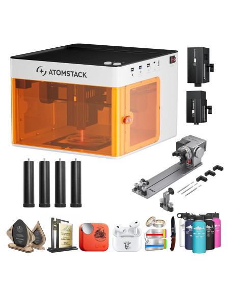 Grabador Láser ATOMSTACK P1 5W + 1.2W IR con Rodillo Rotatorio