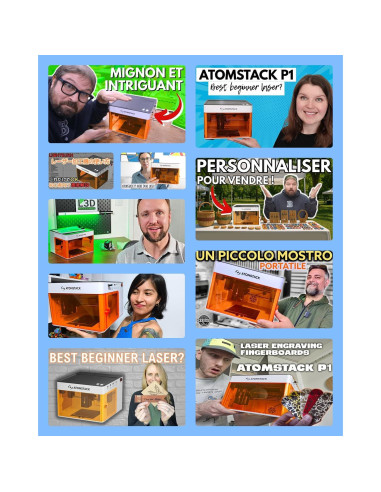 Grabador Láser ATOMSTACK P1 5W + 1.2W IR con Rodillo Rotatorio