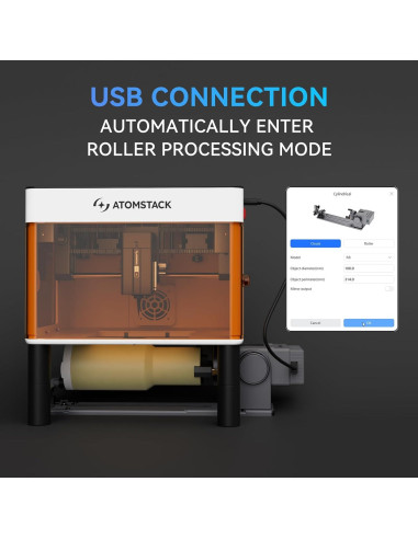Grabador Láser ATOMSTACK P1 5W + 1.2W IR con Rodillo Rotatorio