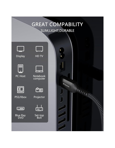 Cable HDMI 8K Stouchi 2.44m 48Gbps Alta Velocidad