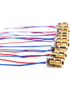 10 Piezas Cabeza de Láser Diodo Rojo 5V 650nm 5mW 6mm 2