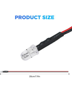 60 Luces LED 12V 5mm Tmyjfjingxi Pre Cableadas 20cm 2