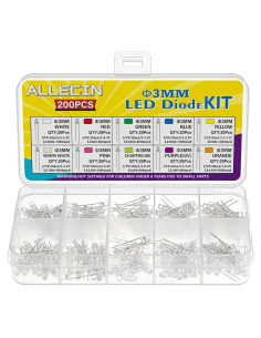 Kit de Diodos LED ALLECIN 200PCS 3MM 10 Colores