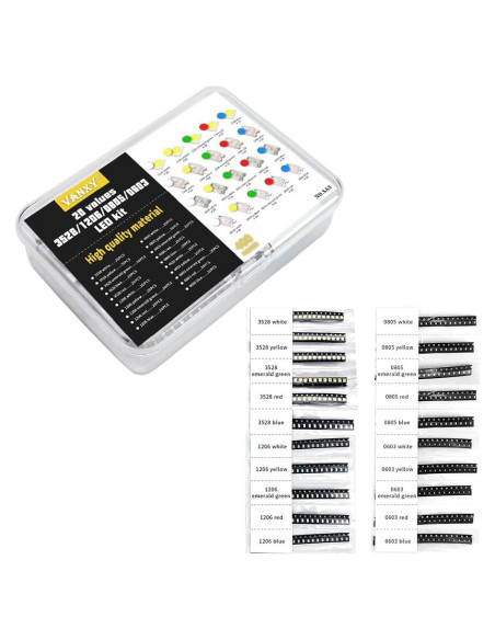 Kit de 400 LEDs SMD 20 tipos 1210 1206 0805 0603 VANXY