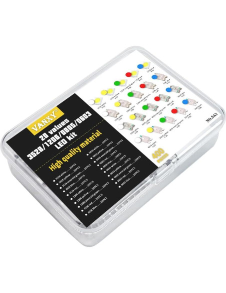 Kit de 400 LEDs SMD 20 tipos 1210 1206 0805 0603 VANXY