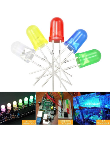 Kit 200 Diodos LED 5mm Surtido 5 Colores ZZHXSM