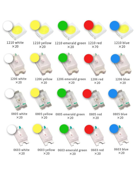 Kit de 400 LEDs SMD 20 tipos 1210 1206 0805 0603 VANXY